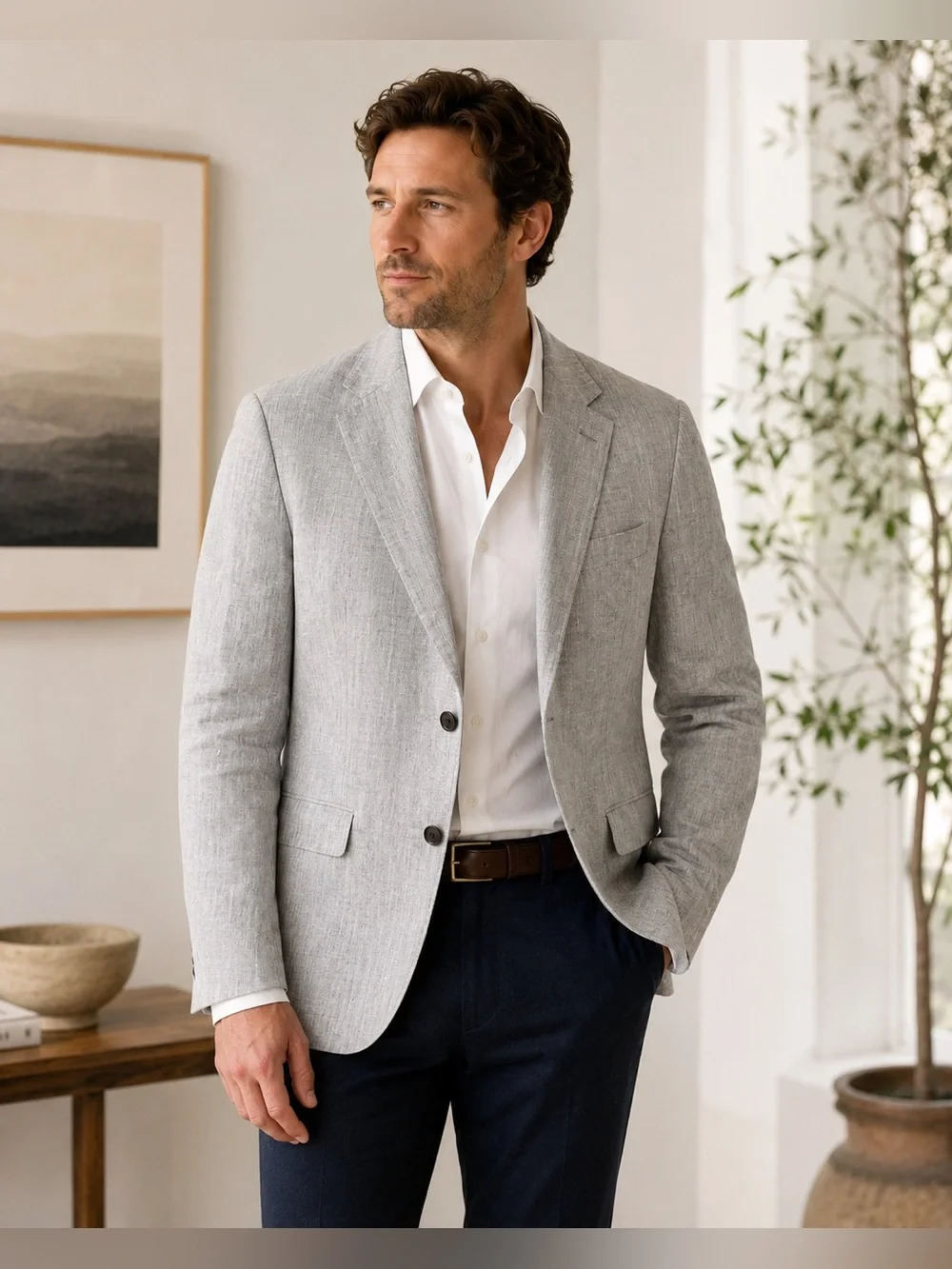 NWT J.Crew Thompson 100% Linen Blazer Gray Men’s 38 Lightweight Summer Sport